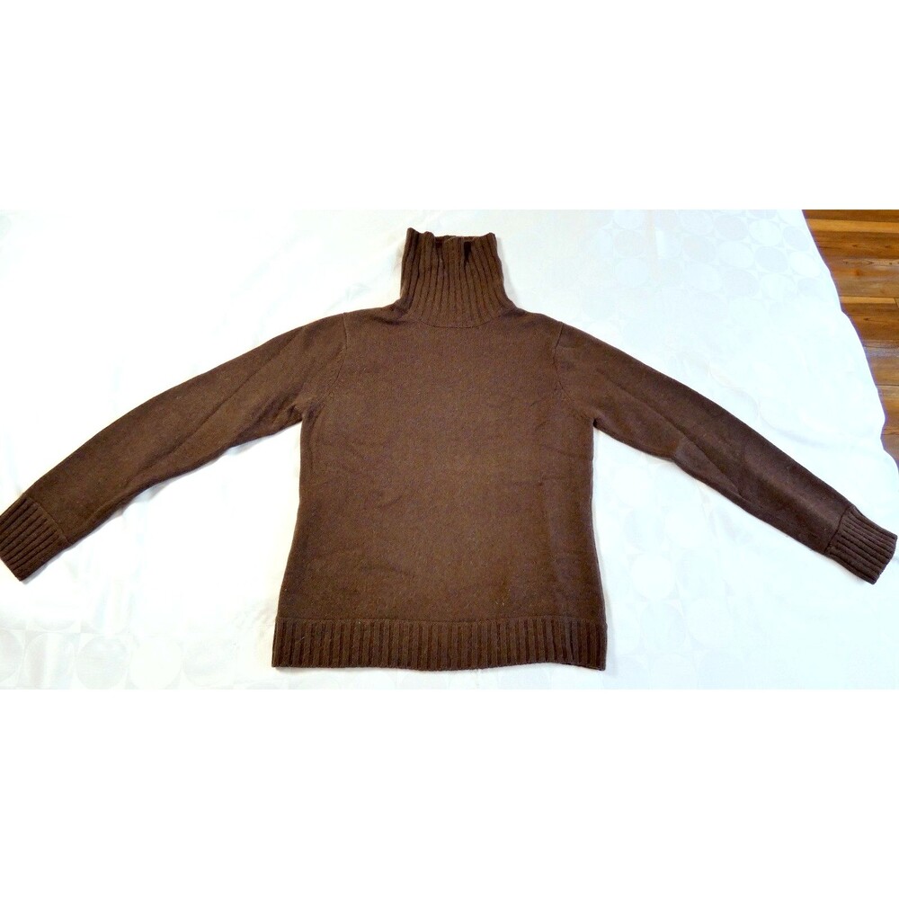 Kirkland Signature Chocolate Brown 100% Cashmere Turtleneck Knit Sweater S